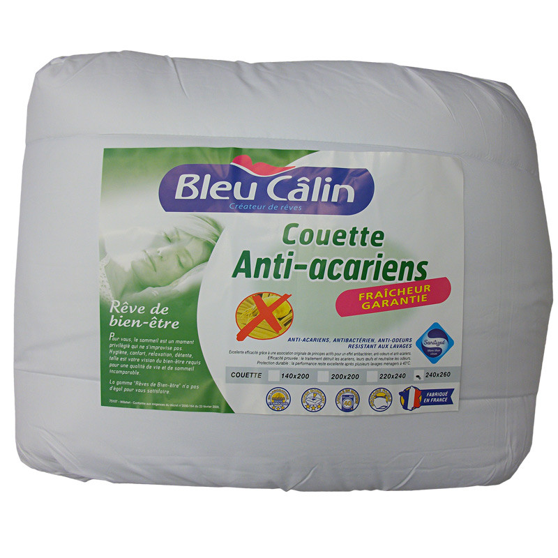 Oreiller Aegis - Anti-acariens - Hygiène parfaite Triple Protection !  BLEU CALIN