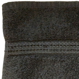 Serviette coton éponge noire 1er Prix. Détail de la bordure