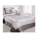 Couvre lit Boutis brodé Gris-Blanc PEACELAND